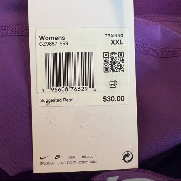 Nike Pro‎ Shorts Midrise 3" Inseam Purple Cosmos Women Size XXL New With Tags - Picture 5 of 6